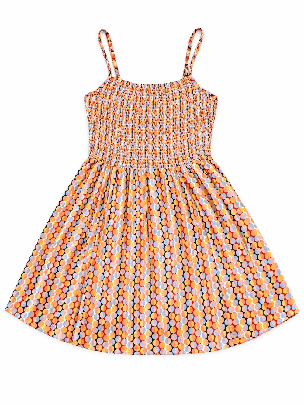ANGIE BOHO SMOCKED SUNDRESS WOMENS MEDIUM MULTICOLOR POLKA DOT NWT